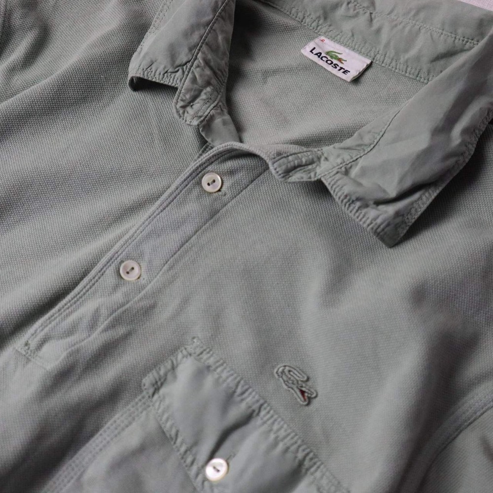 Lacoste Mens Pique Polo Shirt Sage Green Pocket Short Sleeve Size 6 XL - Picture 2 of 6